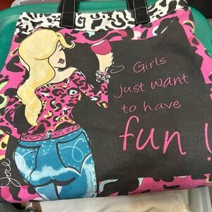 Vibrant Pink and Black Artistic Tote Bag